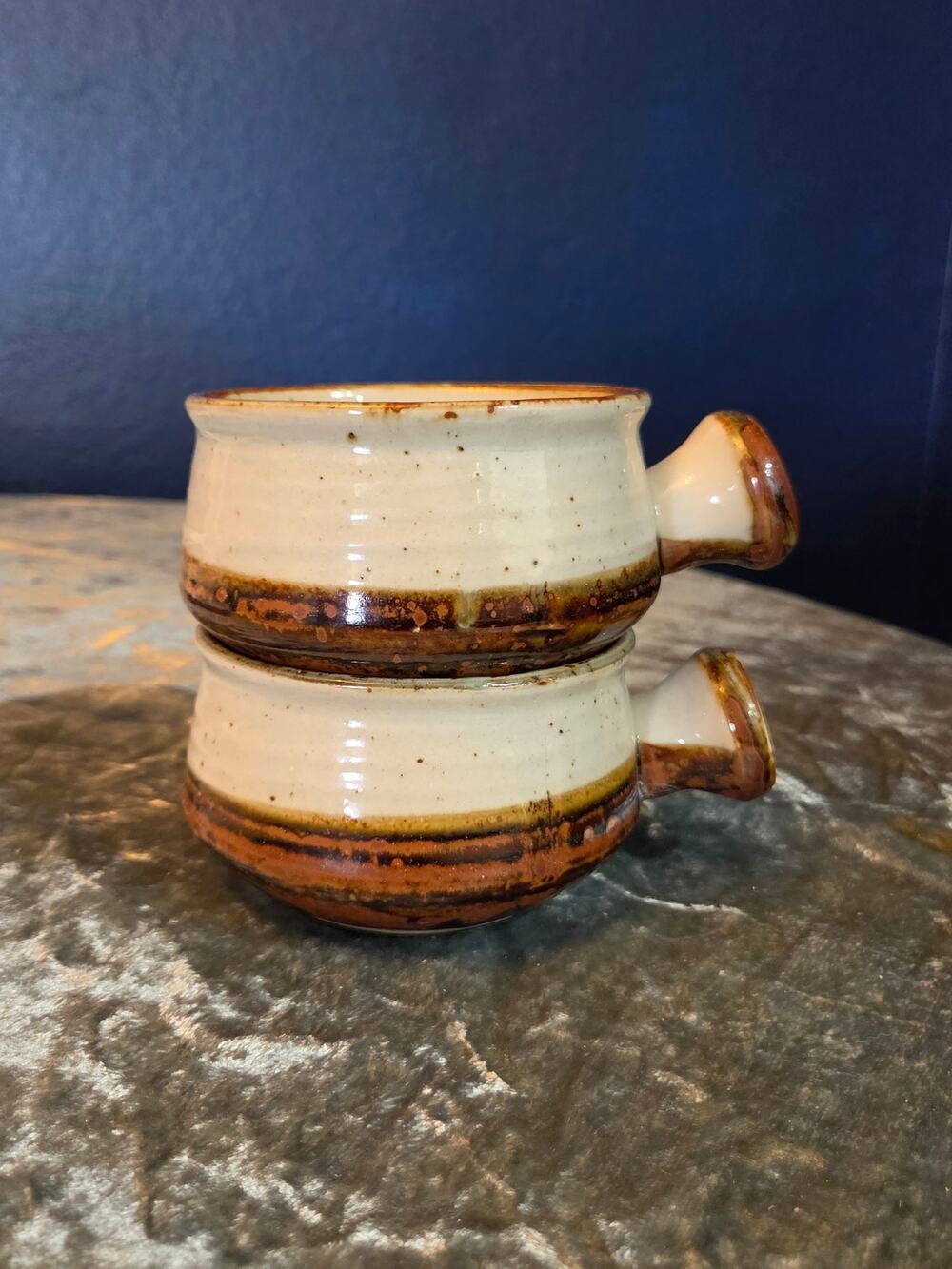 Vintage Set of 2 Otagiri Stubby Single Handle Bowls
